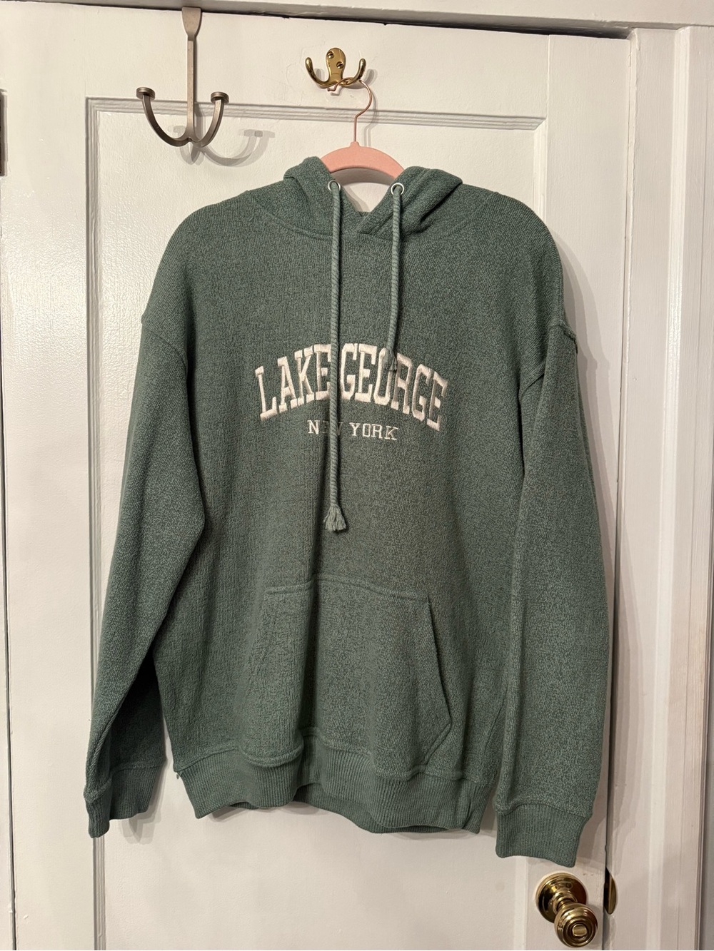 Lake George New York Green Hooded Pullover Sweatshirt